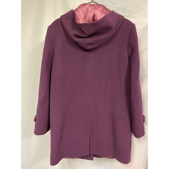 L.L. Bean Womens Wool Blend Toggle Hooded Coat Purple Size Medium - Picture 4 of 9